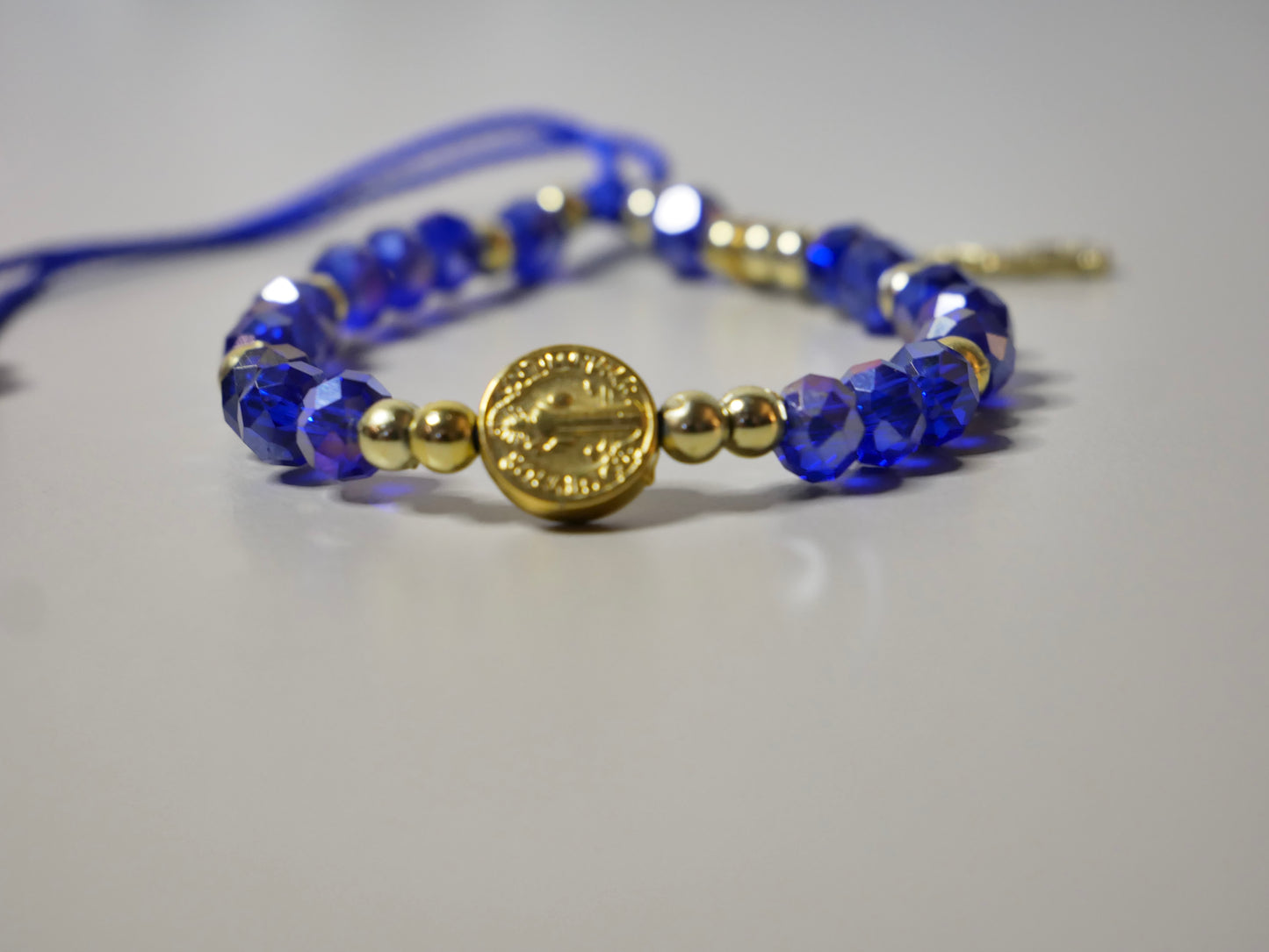 Handmade Multicolor Crystal Bracelets with Golden St. Benedict Medal and Golden Key Charm – Unlock Style, Faith, and Divine Protection