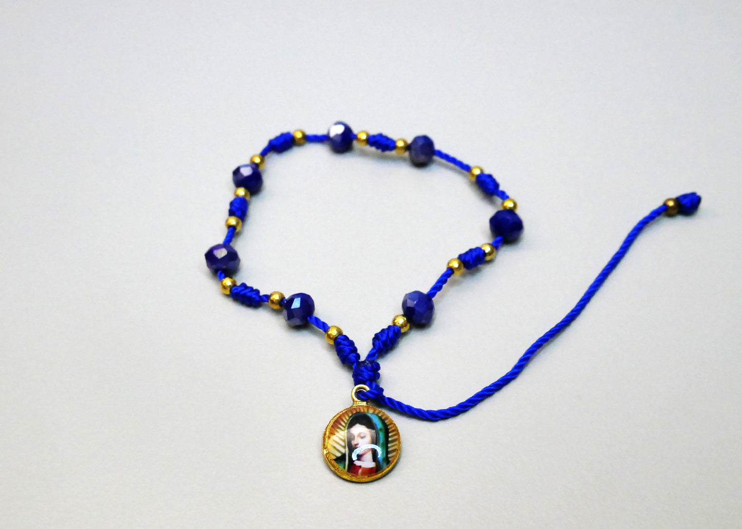 Handmade Threaded Bracelet With Colorful Mother Mary Charm for Style and Spiritual Protection