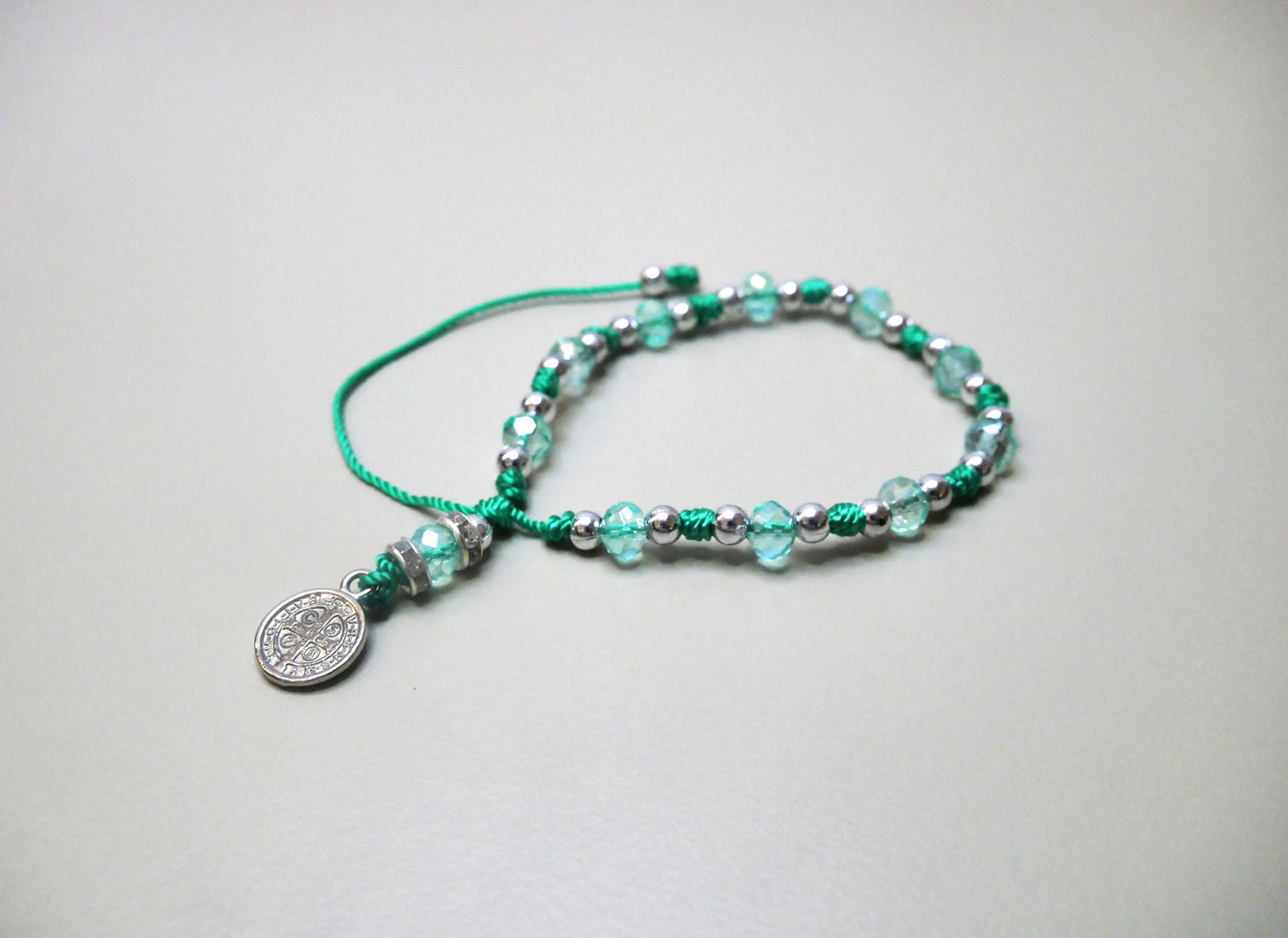 Handmade Threaded Beaded Bracelet with St. Benedict Charm for Style and Spiritual Protection