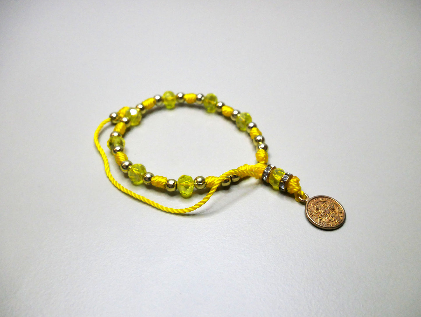 Handmade Threaded Beaded Bracelet with St. Benedict Charm for Style and Spiritual Protection