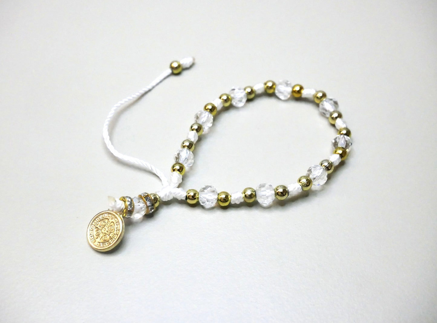 Handmade Threaded Beaded Bracelet with St. Benedict Charm for Style and Spiritual Protection