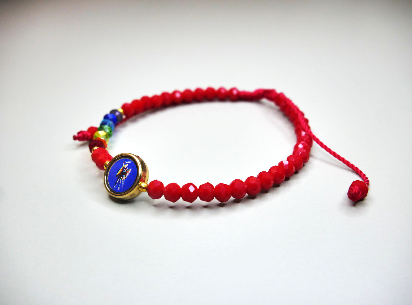 Crystal Chakra Bracelet with Archangel Michael Charm for Peace, Protection, and Balance