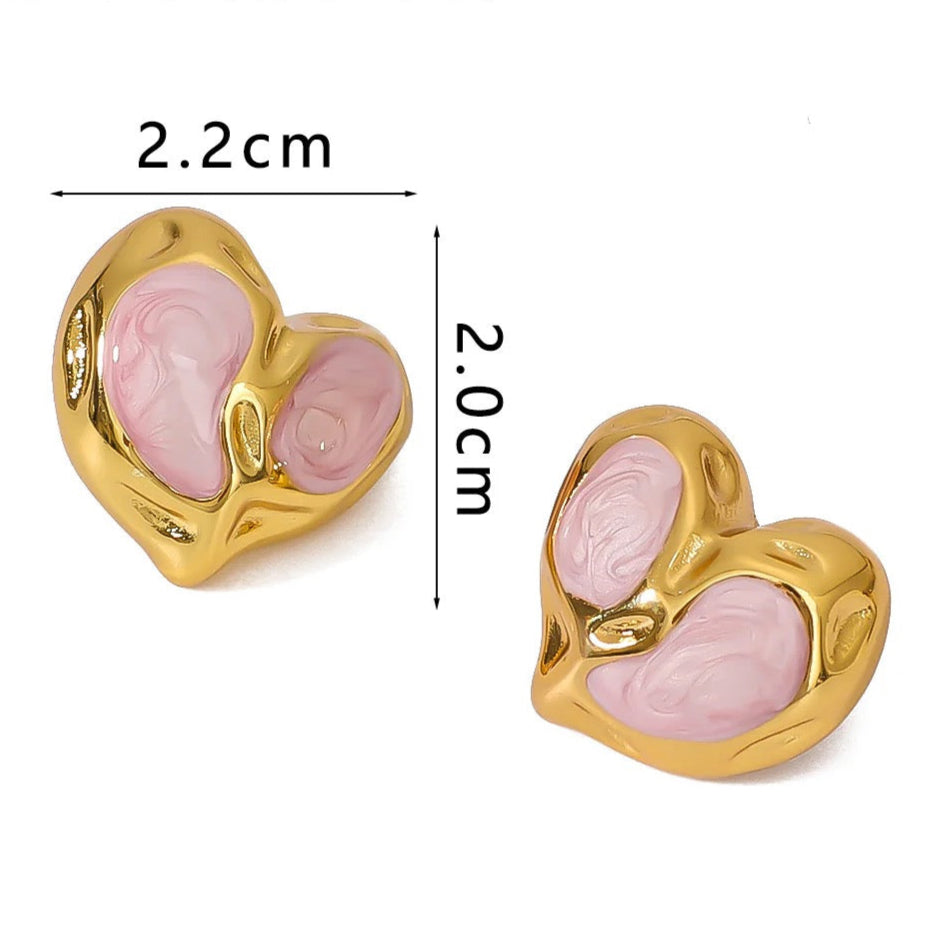 Style Heart Heart Geometric Stainless Steel Electroplating Earrings