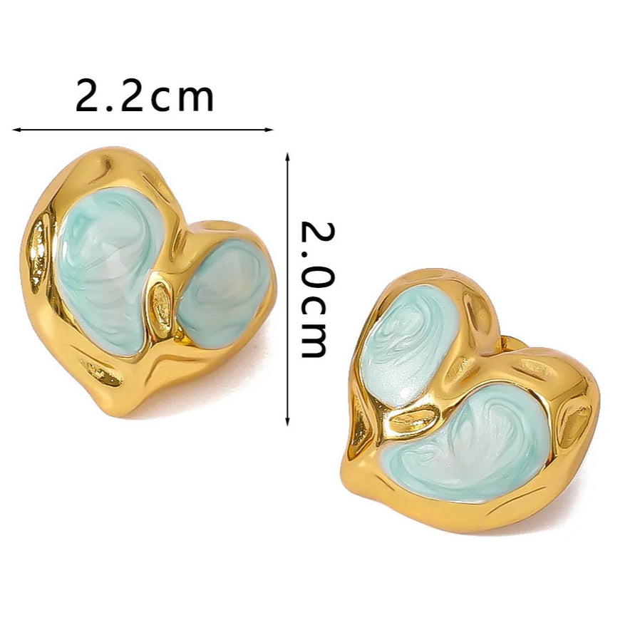 Style Heart Heart Geometric Stainless Steel Electroplating Earrings